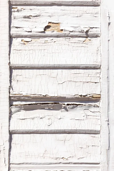 Detail Old Wooden Shutter Blind Rotten Cracked White Paint — Foto Stock