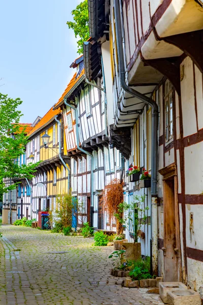 Scenic Old Half Timbered Houses Town Detmold Adolfs Street Germany — Stock Photo, Image