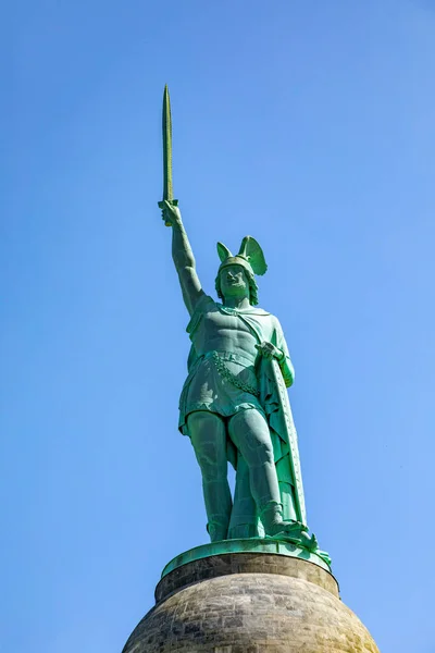 Arminius Emlékmű Teutoburgi Erdőben Westfalia Közelében Detmold Hermannsdenkmal Cheruscian Németország — Stock Fotó