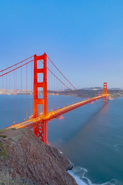 Golden Gate Bridge San Francisco Dawn Lights — Stock Photo, Image