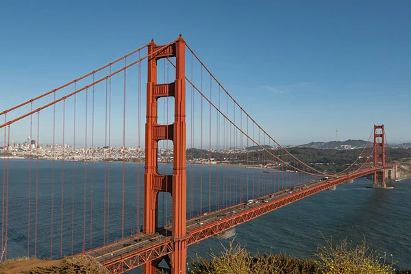 Gouden Poort Brug San Francisco Ochtend Met Lichten — Stockfoto