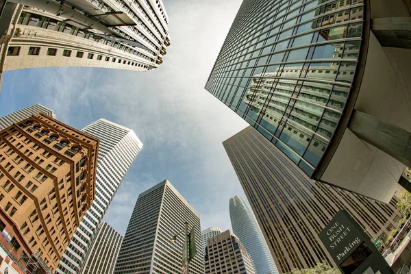 San Francisco Usa May 2022 Fisheye Perspective Skyscraper Downtown Financial —  Fotos de Stock