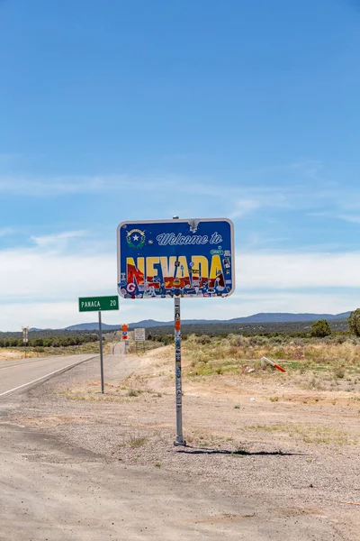 Tuba Usa Juni 2022 Willkommensschild Für Nevada Der Autobahn Die — Stockfoto