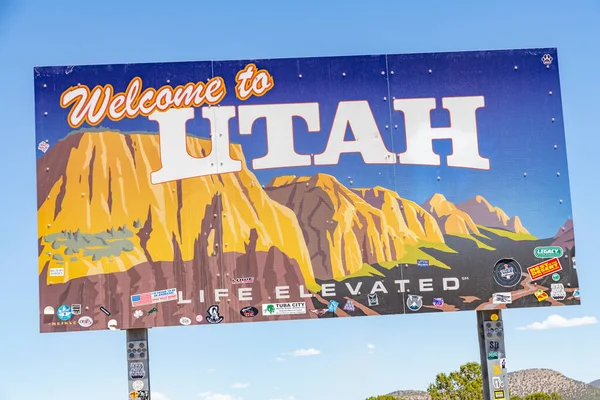 Tuba Usa Giugno 2022 Cartello Benvenuto Nello Utah Autostrada Che — Foto Stock