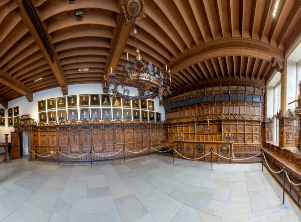 Muenster, Almanya - 30 Nisan 2022: Friedenssaal adlı odanın manzaralı görüntüsü - barış odası - ortaçağ barış antlaşmasının imzalandığı yer.