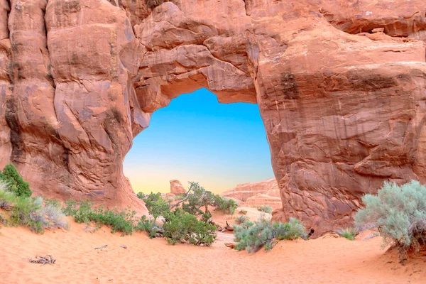 Arche Dans Les Arches Parc National Dans Soirée États Unis — Photo