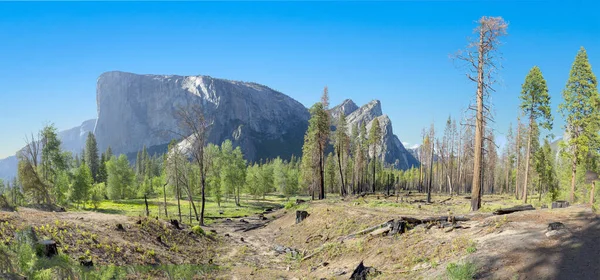 Blick Auf Das Yosemite Tal Mit Captan Und Halbkuppel Usa — Stockfoto