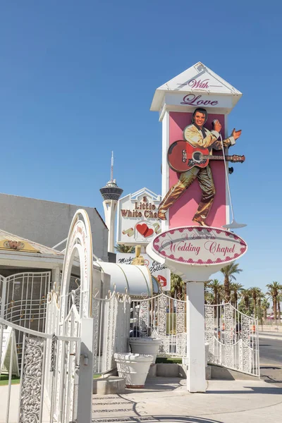 Las Vegas Usa May 2022 Sign Wedding Chapel Picture Elvis — Stock Photo, Image
