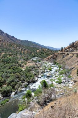 scenic landscape at middle fork kaweah river at entrance of Sequoia tree national park near three rivers, USA