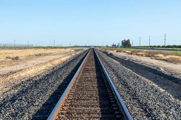 Rails Rural Landscape Bakersfield Nearly Desert — стоковое фото