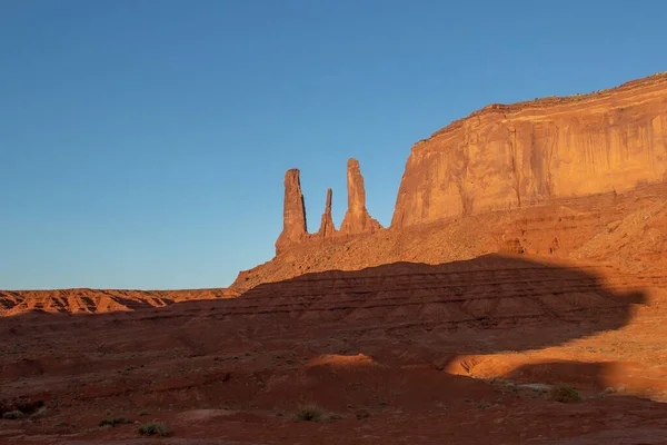 Three Sisters Rock Formation Monument Valley Navajo Tribal Park — стокове фото