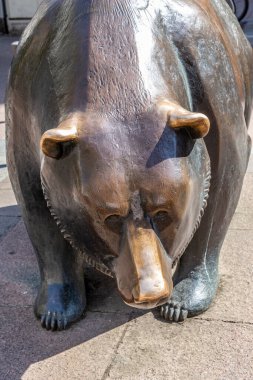 Sculpture of bear at the stock exchange in Frankfurt, Germany