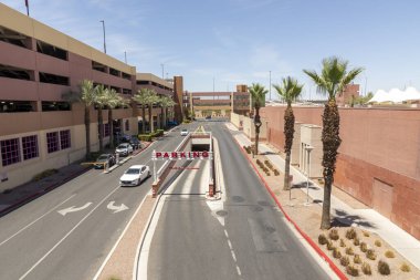 Las Vegas, USA - May 24, 2022: old underground parking garage atFremont east , the older part of Las Vegas.