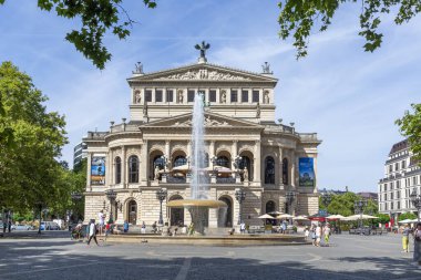 Frankfurt, Germany - August 2, 2022: The Alte Oper on Opernplatz in Frankfurt am Main is a concert and event house. It was built from 1873 to 1880 as the opera house of the municipal theaters.