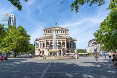 Frankfurt, Germany - August 2, 2022: The Alte Oper on Opernplatz in Frankfurt am Main is a concert and event house. It was built from 1873 to 1880 as the opera house of the municipal theaters.