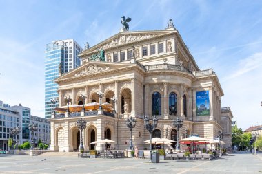 Frankfurt, Germany - August 2, 2022: The Alte Oper on Opernplatz in Frankfurt am Main is a concert and event house. It was built from 1873 to 1880 as the opera house of the municipal theaters.