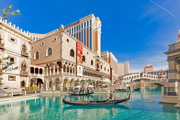Las Vegas Eua Maio 2022 Gôndola Com Turistas Venetian Resort — Fotografia de Stock