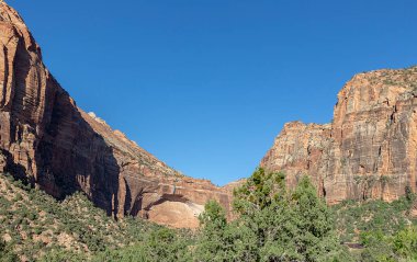 Utah, ABD 'deki Zion Ulusal Parkı' ndaki manzaralı dağ manzarası