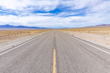 Riding the Route 95 in Nevada on daytime thru the desert, USA