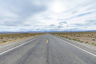 Riding the Route 95 in Nevada on daytime thru the desert, USA