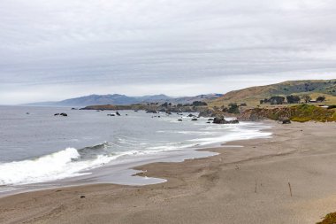 coastline with empty beach at Bodega Bay, California, USA