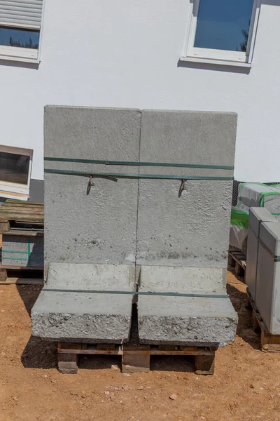 Installation Stone Concrete Bed Contact Knob Wall Isolation Construction Site —  Fotos de Stock