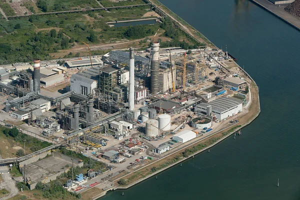 Antenn Industrikomplex Med Raffinaderi Nära Venedig Italien — Stockfoto