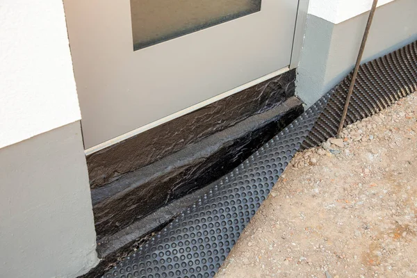 Insulation Bitumen Entrance Door Construction Site — Stock Photo, Image