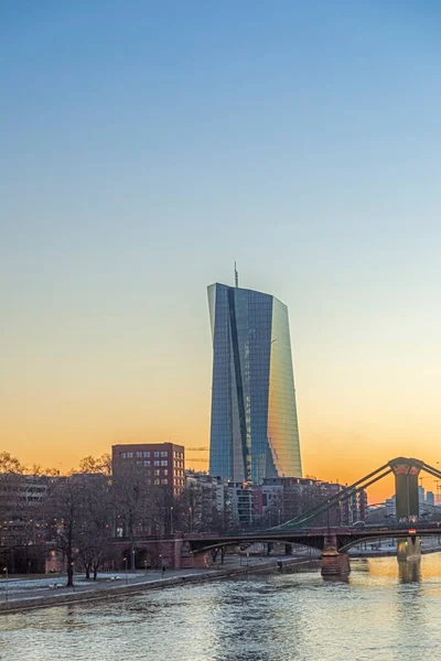 Frankfurt Duitsland Februari 2021 Nieuwbouw Van Europese Centrale Bank Ezb — Stockfoto