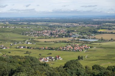 Notre Du Schauenberg 'den Alsace bölgesi ve Fransa' nın Pfaffenheim köyüne manzara.
