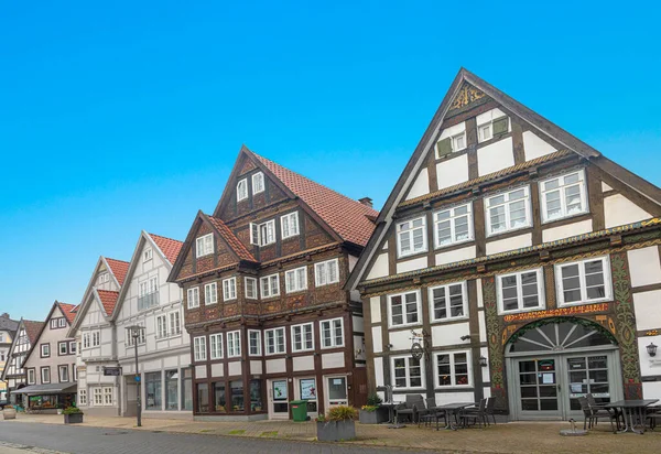 Detmold Alemania Octubre 2021 Calle Principal Detmold Con Antiguas Casas — Foto de Stock