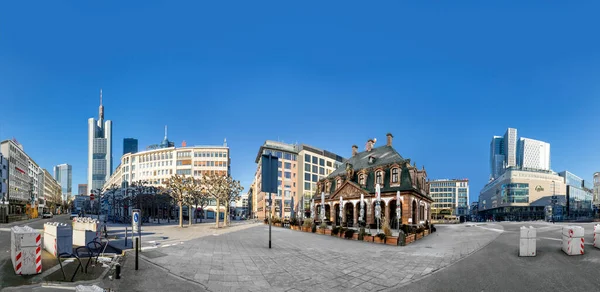 Frankfurt Germany February 2021 Skyline Frankfurt Main Modern Skyscraper Street — Stock Photo, Image