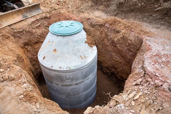 Hole Concrete Well House Construction Site — Stock Photo, Image