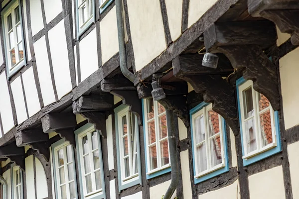 中世纪房屋的半木制历史性立面图案 — 图库照片