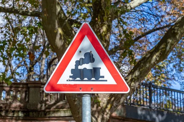 Signalisation Attention Locomotive Droit Aller Allemagne — Photo