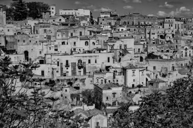 İtalya 'nın eski geleneksel Matera kasabasının manzarası
