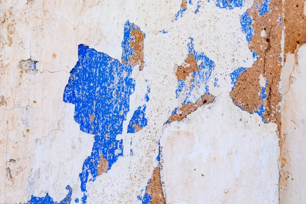 Harmonisch Patroon Van Oude Huis Muur Met Schilferende Witte Blauwe — Stockfoto