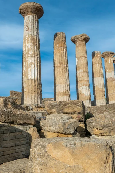 Der Griechische Tempel Von Juno Tal Der Tempel Agrigento Italien — Stockfoto