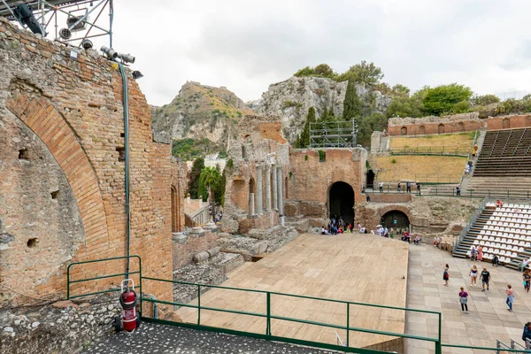 Taormina Italy September 2022 Ancient Greek Theatre Taormina Sicily Italy — Stock Photo, Image