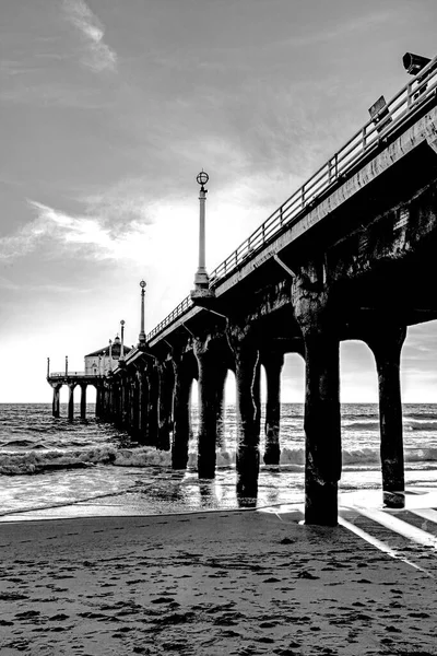 Cais Cênico Manhattan Beach Perto Los Angeles Pôr Sol — Fotografia de Stock