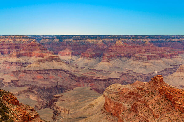 scenic view to grand canyon south rim with cloudy sky