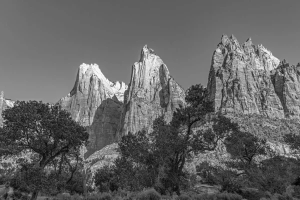 Montañas Escénicas Parque Nacional Zion Vistas Desde Valle Estados Unidos —  Fotos de Stock