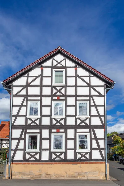 Widok Zewnątrz Stare Średniowieczne Domy Muru Pruskiego Herleshausen Niemcy — Zdjęcie stockowe