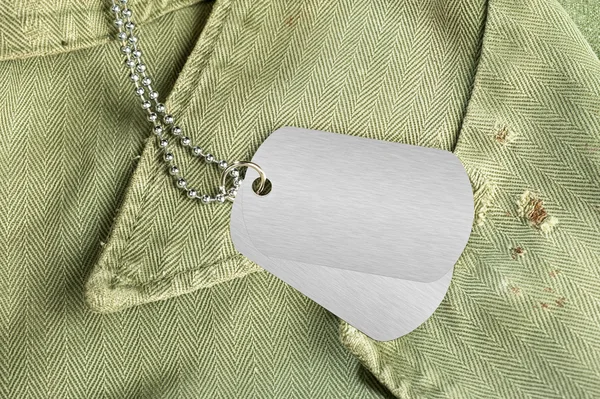 Dog tags on uniform — Stock Photo, Image