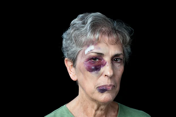 Beaten old woman — Stock Photo, Image