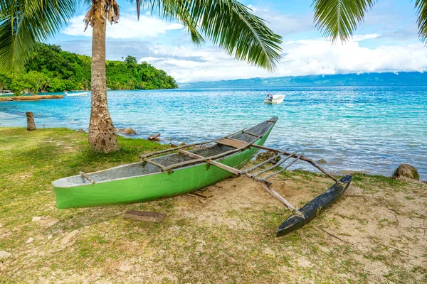 Old Outrigger Boat Used Navigate Island Island Fiji Sits Sandy — Photo