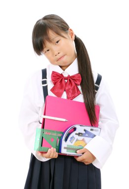 Little asian school girl clipart