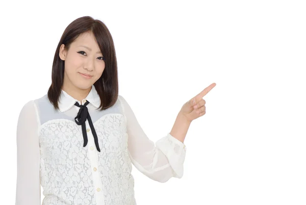 Young asian woman hand showing blank sign — Stock Photo, Image