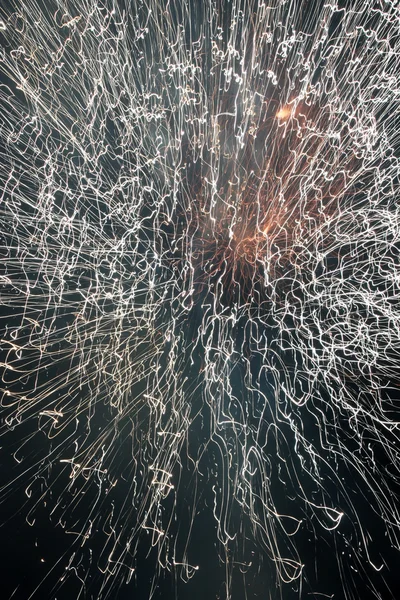 Tűzijáték, lassú zársebesség — Stock Fotó