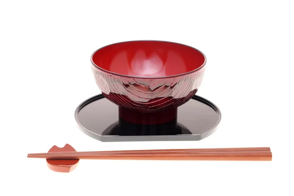 Chopstick and wooden bowl — Stock Photo, Image